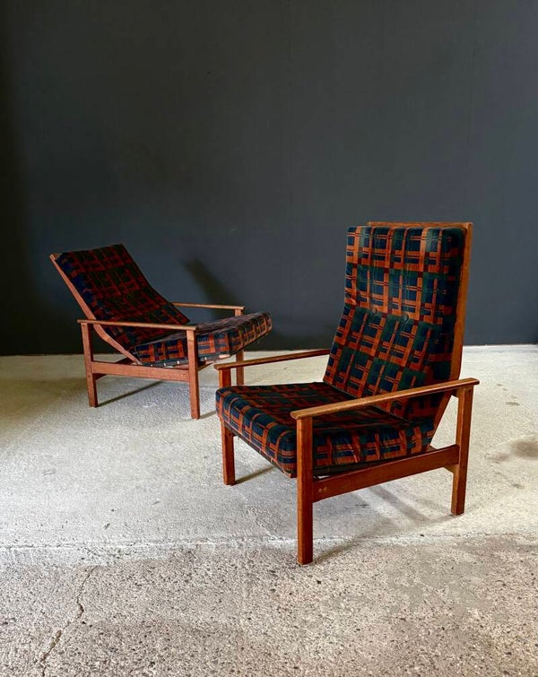 Midcentury Design Ebeniste Reclining Lounge Chair set, 1960's Belgium