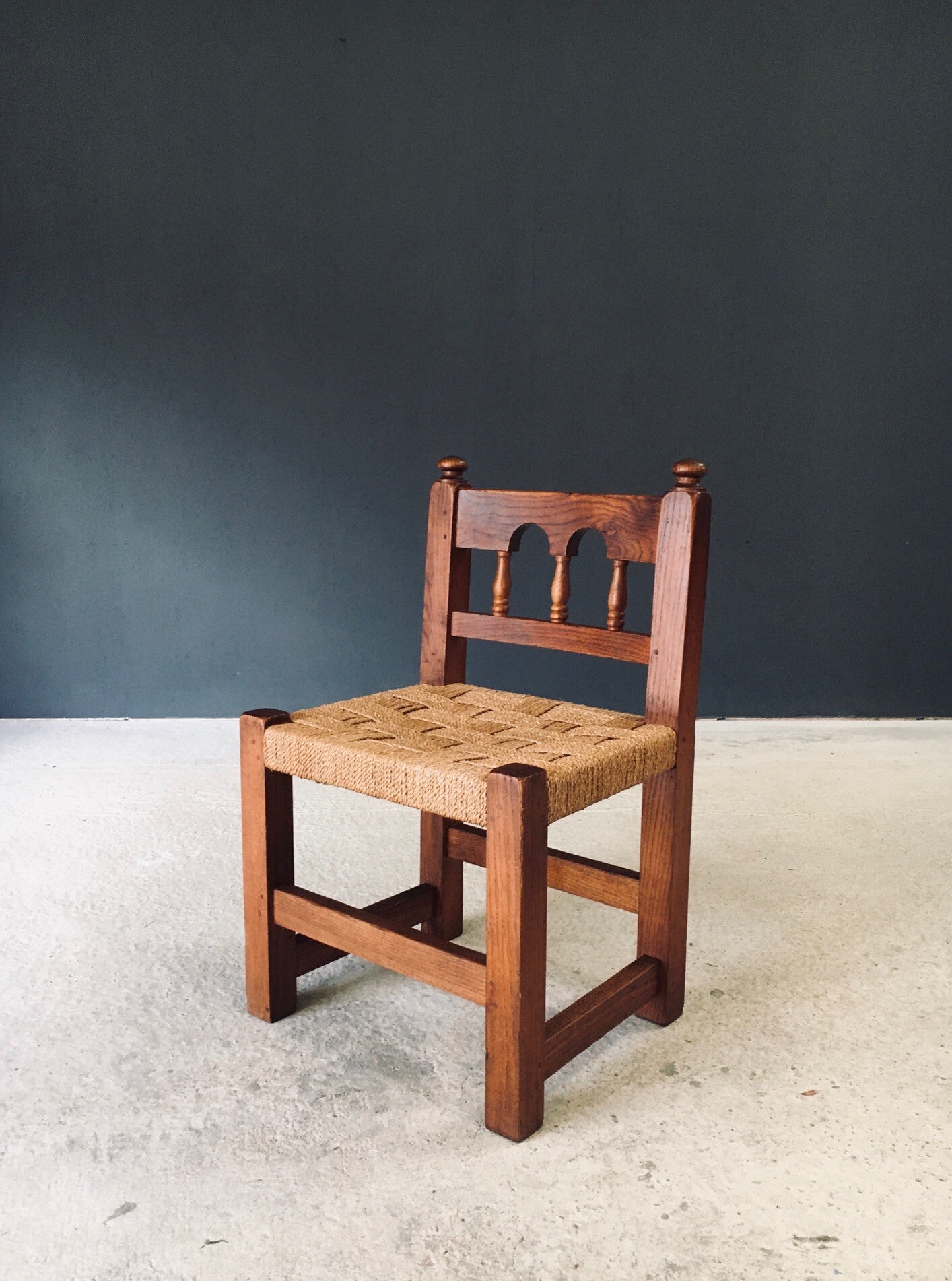 Travail Populaire Oak & Rope Side Chair, Belgium 1950's