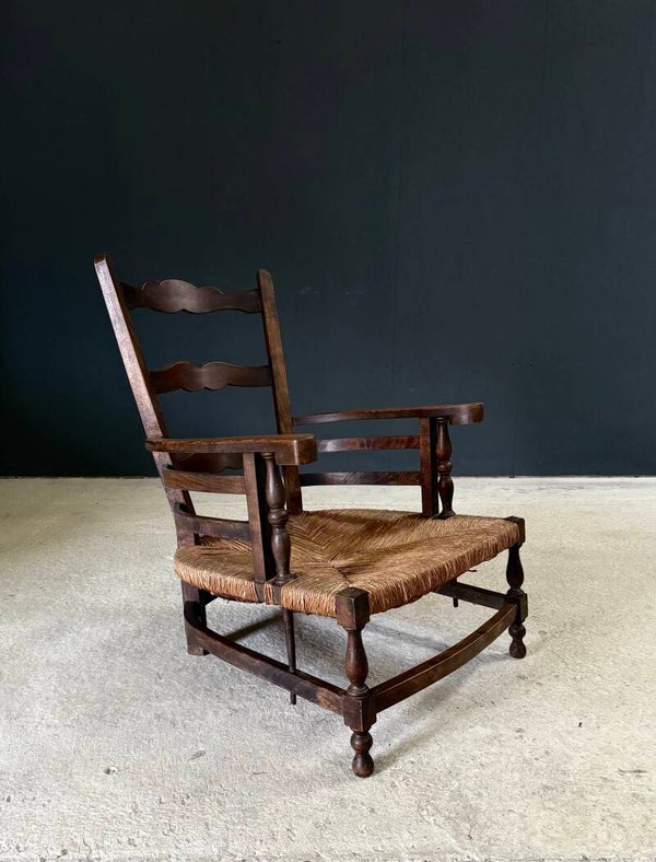 Early 1900's French Provincial Rural Design Low Lounge Chair