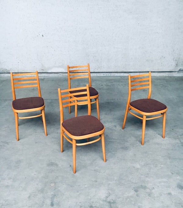 Midcentury Modern Design Dining Chair Set by TON, 1968 Czechoslovakia