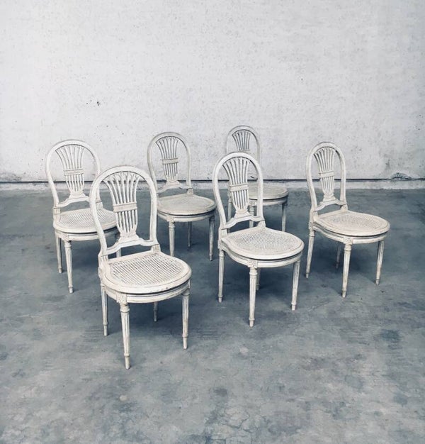 Louis XVI Design Style Dining Chair set Model Fer à Cheval, France 1940's