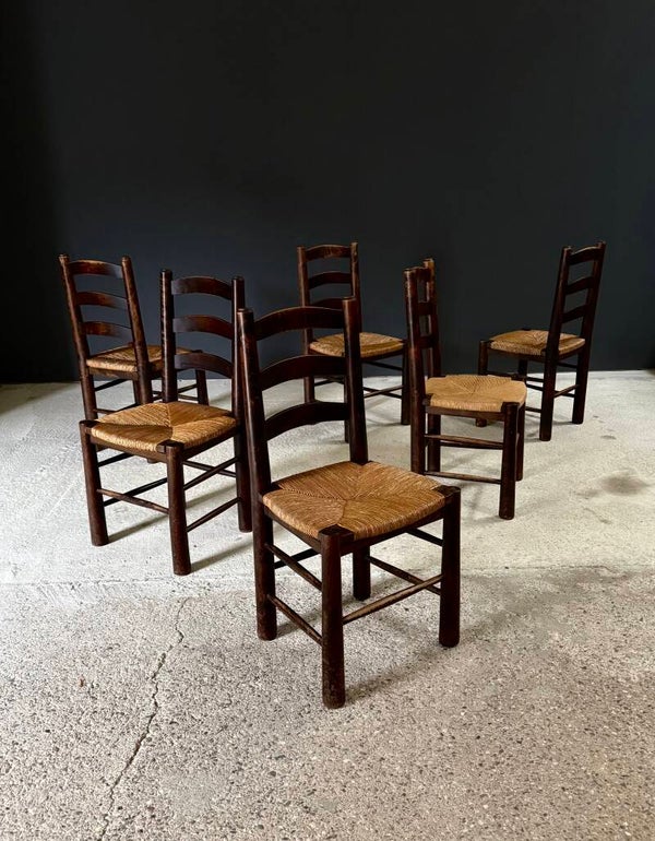 French Provincial Design Dining Chairs by Georges Robert, France 1940's