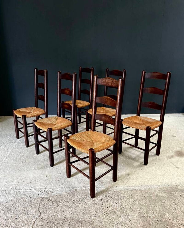 French Provincial Design High Back Dining Chairs by Georges Robert, France 1940's