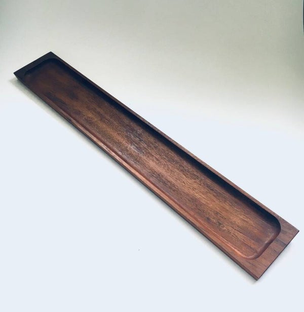 Midcentury Scandinavian Design Teak Flat Long Dish, Denmark 1960's.