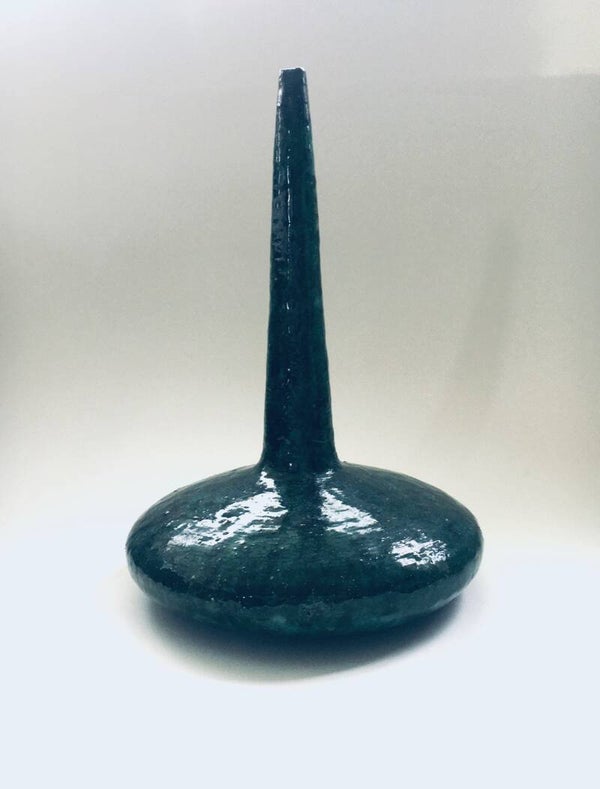 Handmade Art Pottery Ceramic Fluted Vase, Belgium 1970's