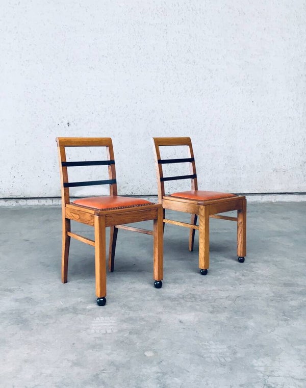 Art Deco Modernism Design Side Chair set, Belgium 1930's