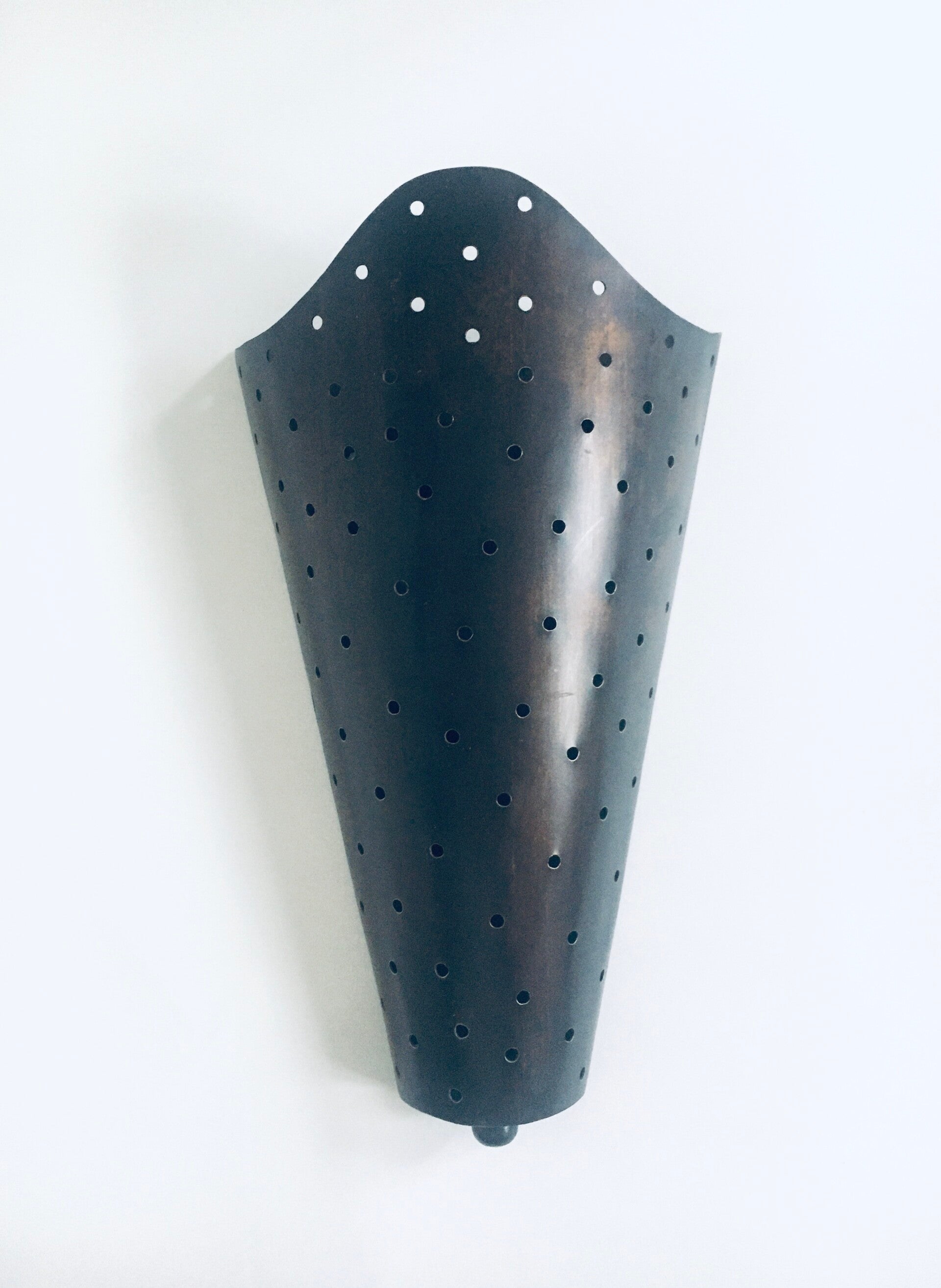 Postmodern Design Brass Perforated Wall Lamp, Italy 1980's