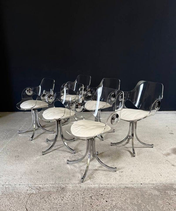 MCM Design Dining Chair set by Boris Tabacoff, France 1970's