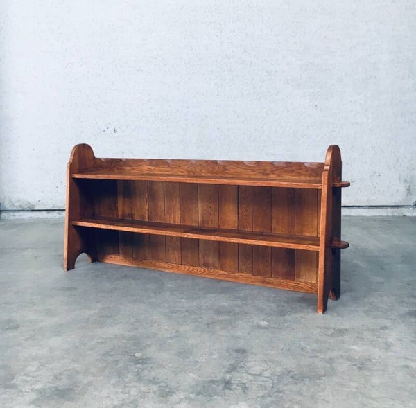 Travail Populaire Handcrafted Oak Low Bookcase, Belgium 1950's