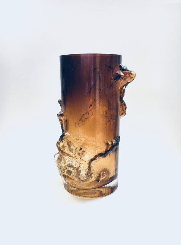 Midcentury Modern Scandinavian Art Glass NATURA Vase by Kaj Blomquist for Kumela, Finland 1970's