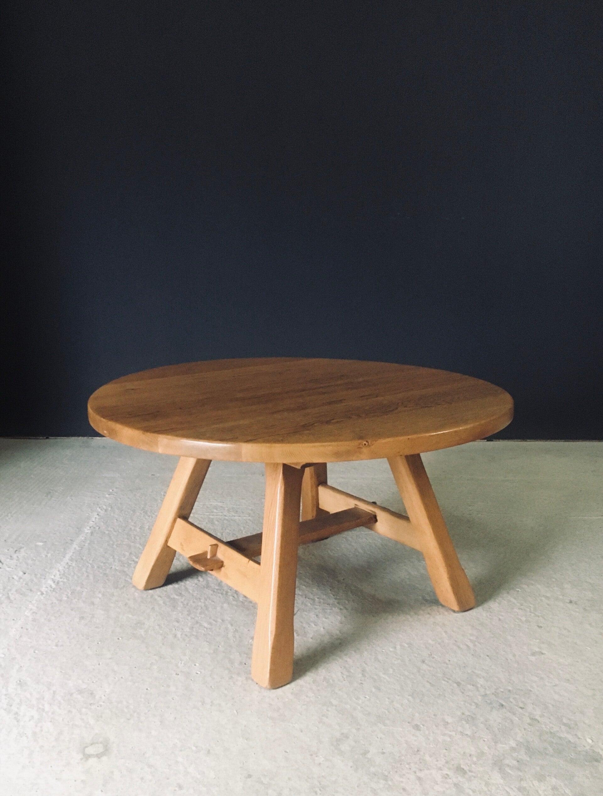 Rustic Design Light Oak Coffee Table, Belgium 1960's