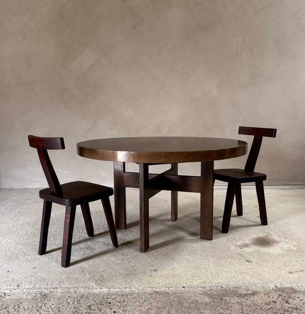Brutalist Design Round Dining Table, 1970's Netherlands