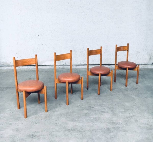 Midcentury Modern Design Dining Chair set in the style of Charlotte Perriand, France 1960's