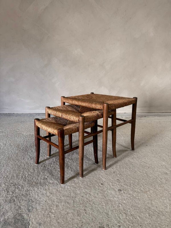 1940's Italian Provincial Design Artisan Made Set of Nesting Stools