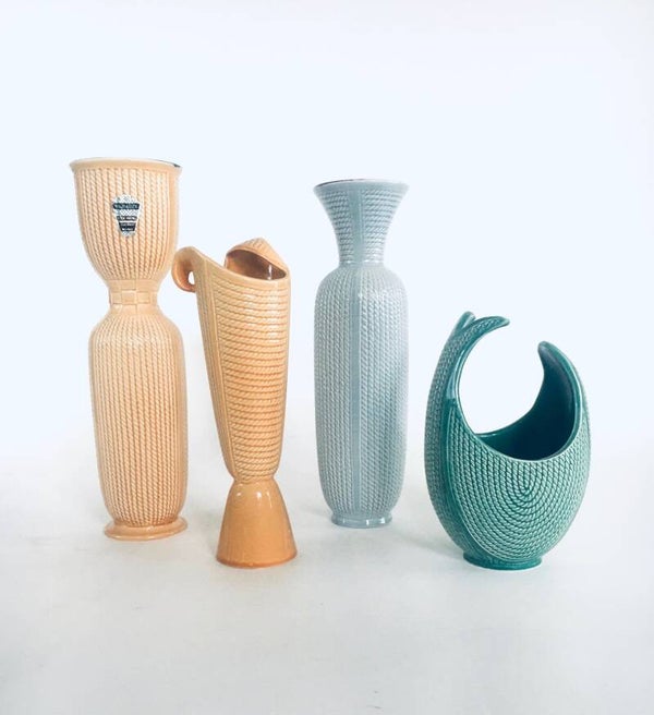 Keralux Studio D'Art Vase Set by Ernest D'Hossche for Boch Freres, 1956 Belgium