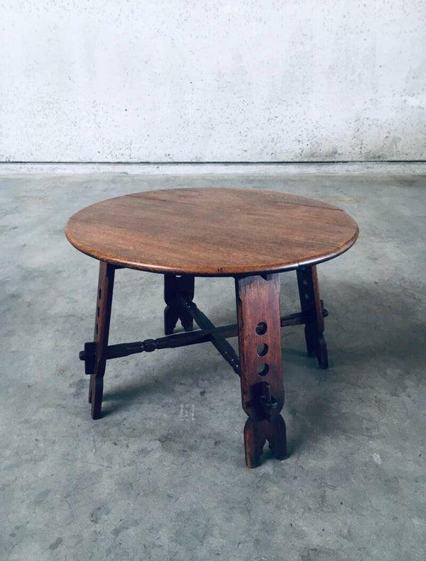 1950's Brutalist Design Artisan Oak Carved Side Table