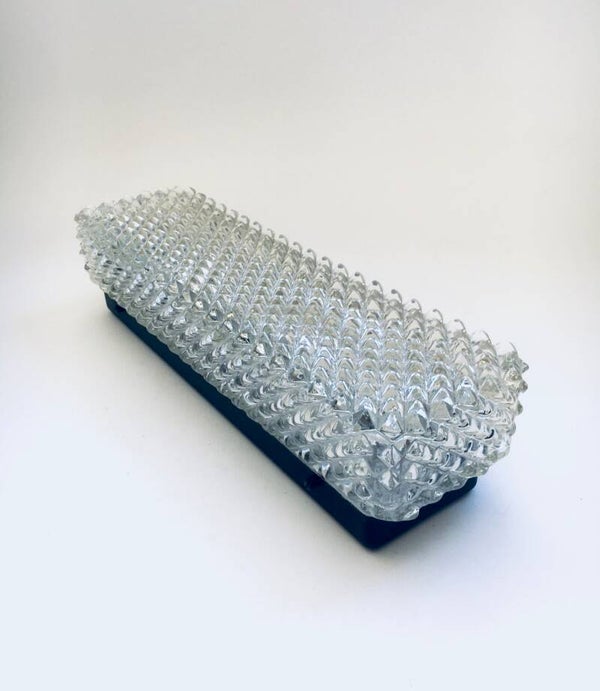 Crystal Pattern Glass Sconce Wall Lamp, France 1960's