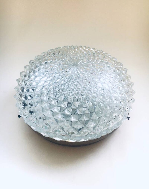 1970's Round Crystal Glass Sconce Wall Lamp by Massive