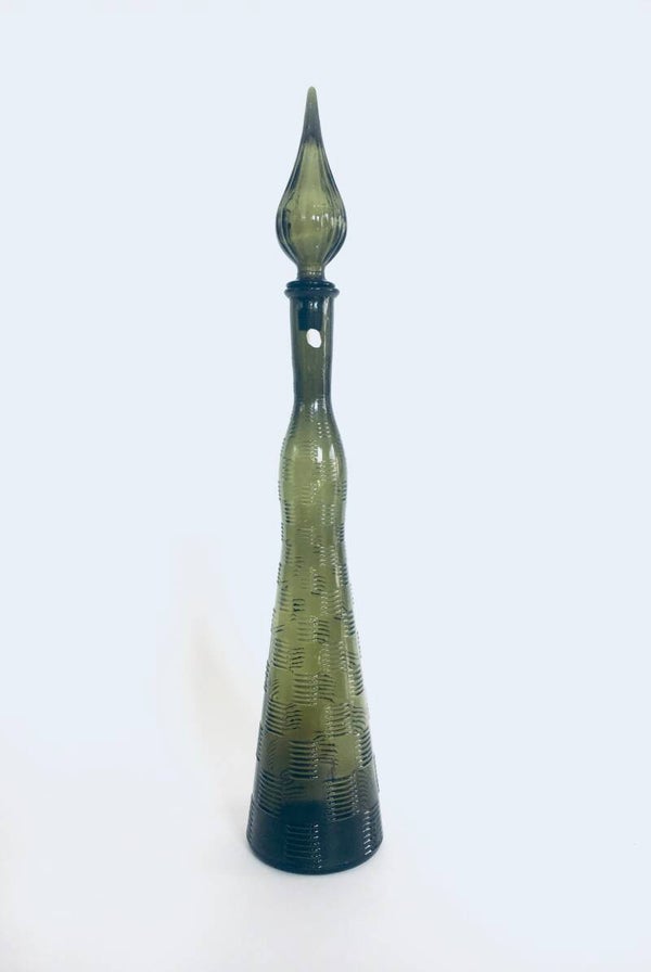 MCM Empoli Glass Large Genie Decanter Bottle, Italy 1960's