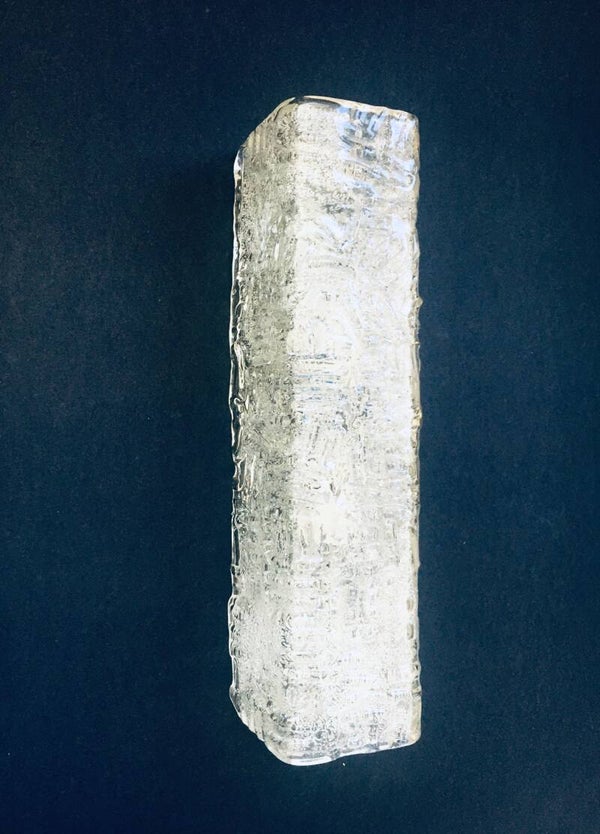 Midcentury Design Ice Glass Sconce Wall lamp by Massive, 1970's