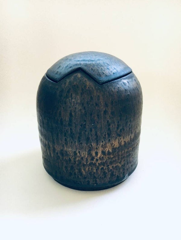 Brutalist Art Studio Pottery Lidded Jar Pot by Jaan Mobach, Netherlands 1960's