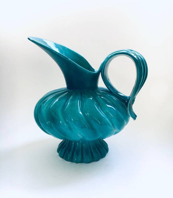 Midcentury Studio Art Pottery Duck Spout Decanter by Alexandre, Belgium 1950's