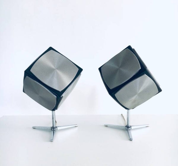 Midcentury Modern Space Age Design Audiorama 700 "CUBE" Speaker Set by Grundig, 1960's