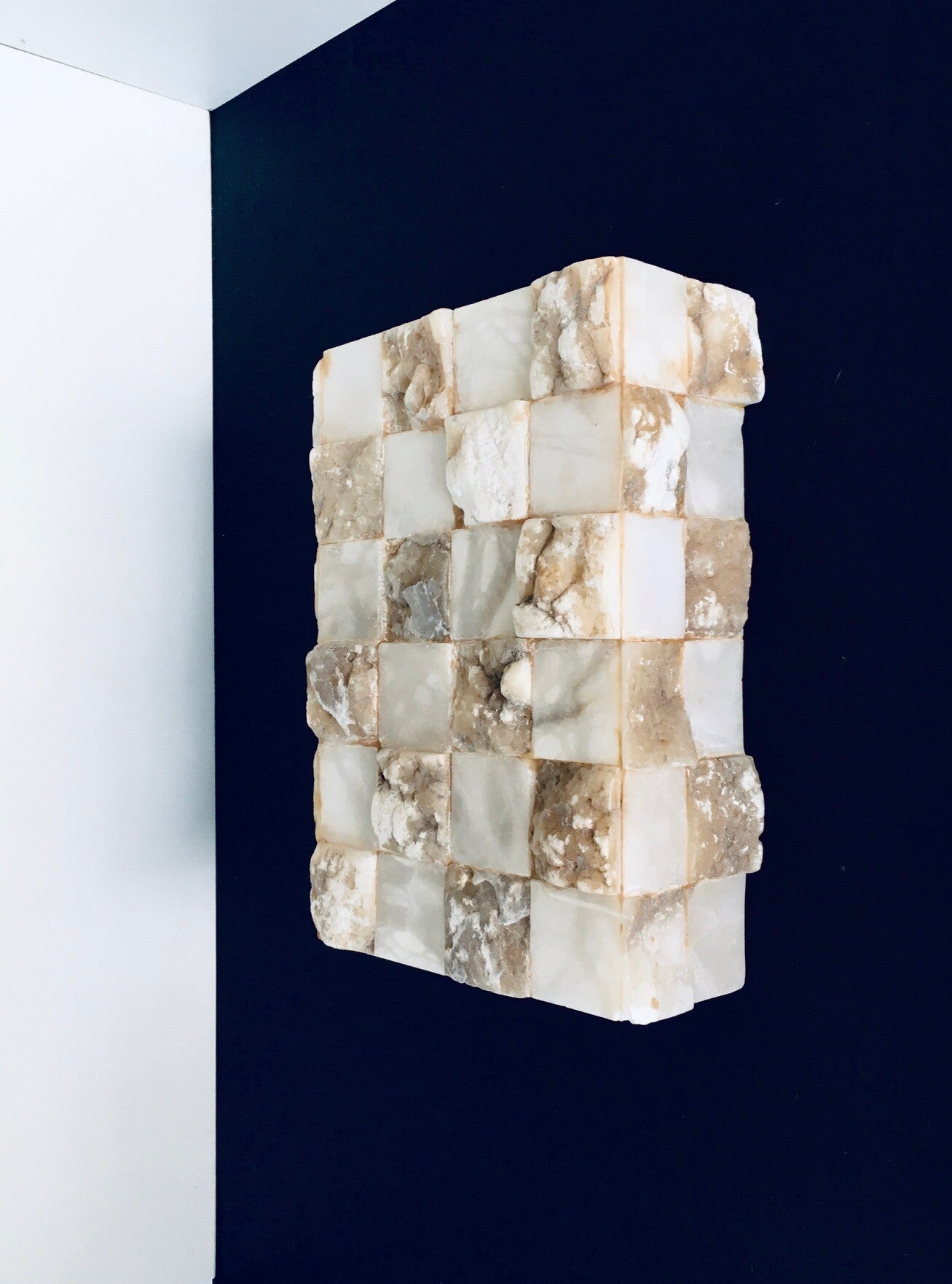 1970's Architectural Italian Design Onyx Sconce Wall Lamp 1