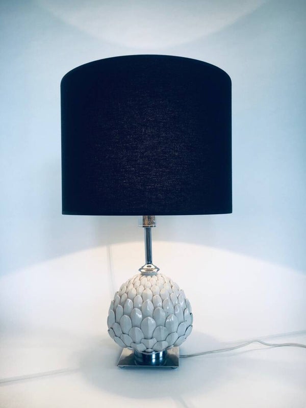 Hollywood Regency Style Design Ceramic Artichoke Table Lamp, Italy 1970's