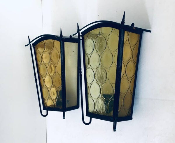 1950's French Architectural Design Outdoor Wall Lamp Set