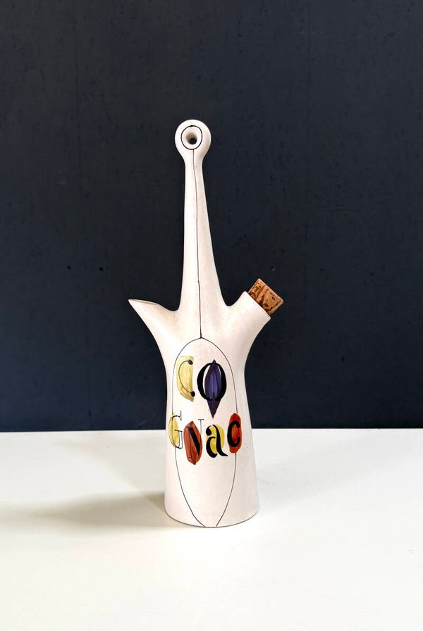 Midcentury Art Ceramic Cognac Bottle by Roger Capron, France 1950's