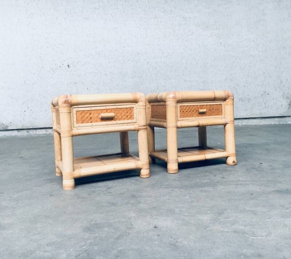 Vintage 1970's Bamboo Night Stand Set