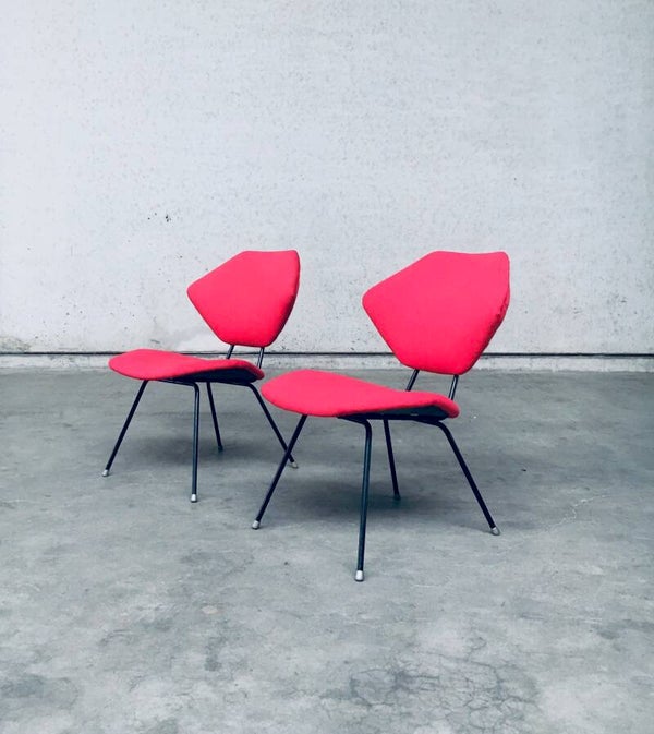 Midcentury Modern Design Low Side Chair set, Italy 1950's