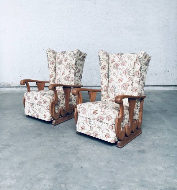 Early 1900's Design High Wing Back Armchair Fauteuil set