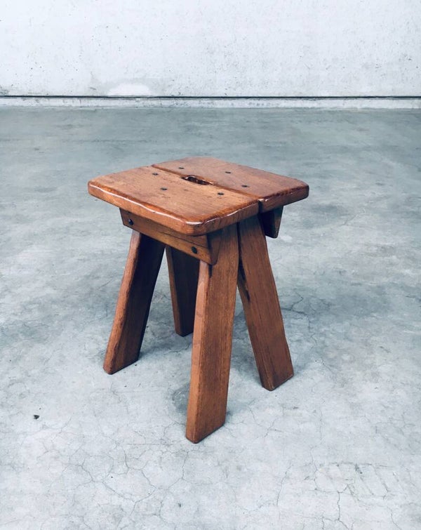 Brutalist Design Handle Stool, Belgium 1960's