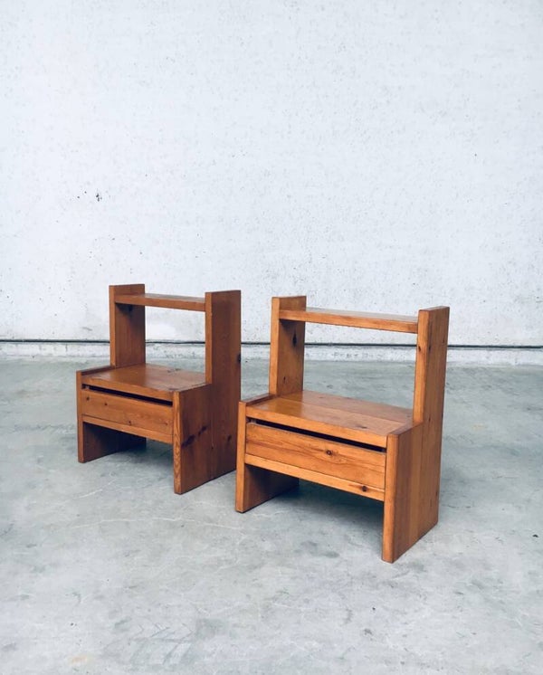Midcentury Scandinavian Design Pine Bedside Table Set, 1960's Sweden