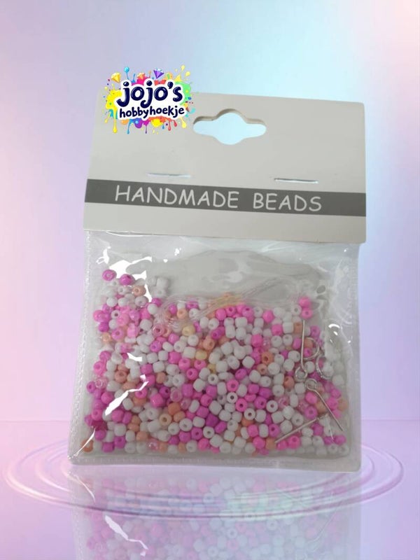 Gemixte Roze/Witte Ronde Kralen 3mm – Perfect voor Armbanden, Kettingen en Meer