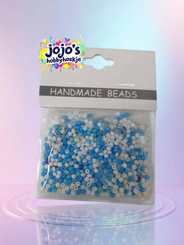 Gemixte Blauw/Witte Ronde Kralen 3mm – Perfect voor DIY Armbanden en Kettingen