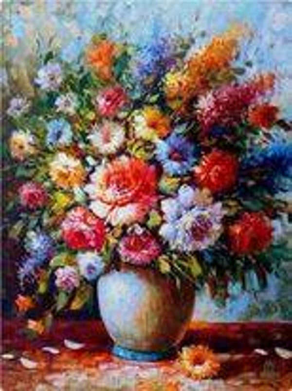 86. vaas met bloemen – 60x40 cm – vierkante stenen