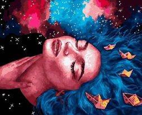 98. galaxy vrouw – 50x40 cm – vierkante stenen