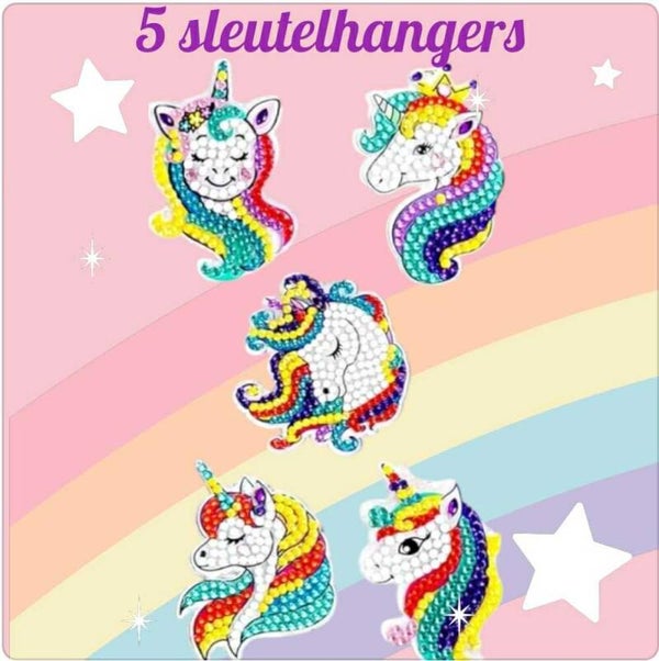diamond painting sleutelhangers unicorns