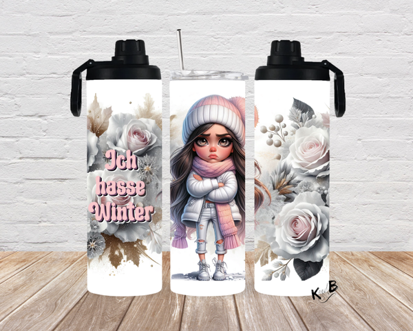 Thermobecher mit 2 Schraubverschlüssen "Ich hasse Winter"