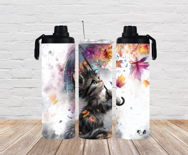 🍂🐱 Thermobecher/Trinkflasche mit Katzenmotiv -Katze im Herbstdesign 🐱🍂