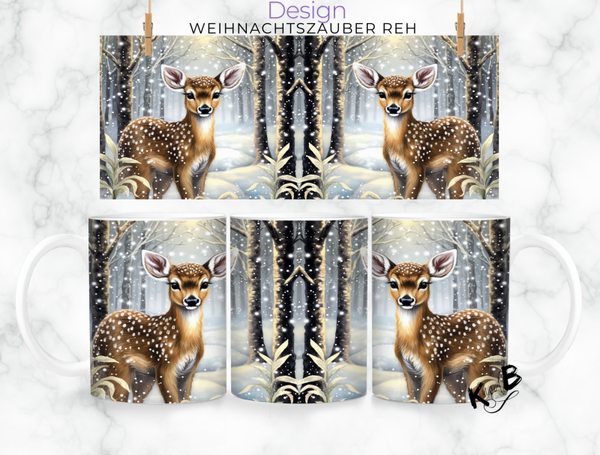 Tasse mit Motiv| Kaffeetasse | Geschenkidee - Design Weihnachtszauber Reh