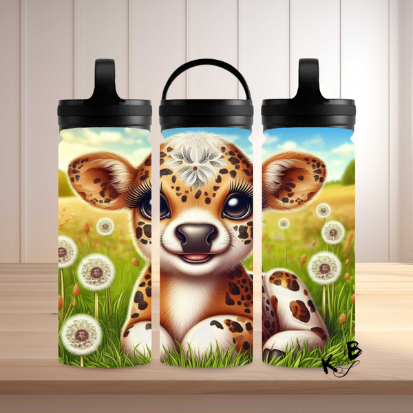 Thermoflasche "niedlicher Kuh auf Wiese"