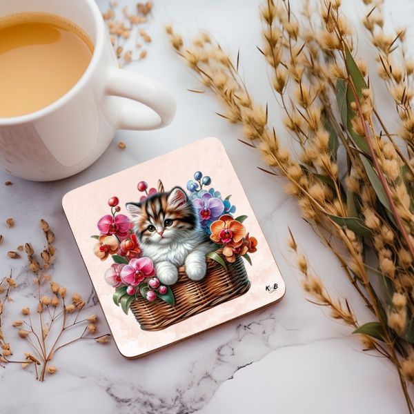 Untersetzer "Katze im Korb"