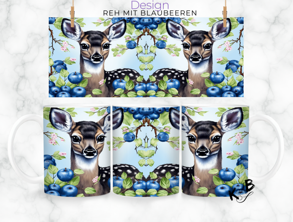 Tasse mit Motiv| Kaffeetasse | Geschenkidee - Design Reh mit Baubeeren