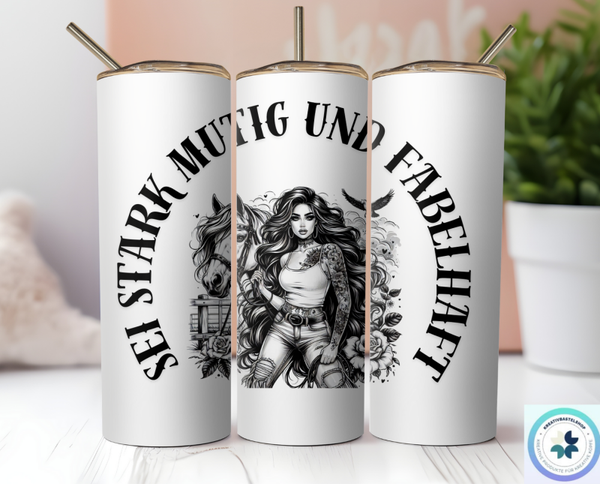 Thermobecher mit Steckdeckel "Sei stark und Mutig und Fabelhaft"