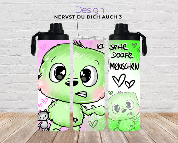 Thermobecher mit 2 Schraubverschlüssen "NERVST DU DICH AUCH 3"