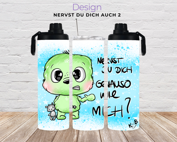 Thermobecher mit 2 Schraubverschlüssen "NERVST DU DICH AUCH 2"